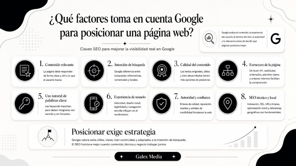 qué factores toma en cuenta google para posicionar una página web